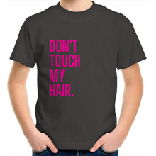 Load image into Gallery viewer, Don&#39;t Touch My Hair Pink Kids/Youth Crew T-Shirt
