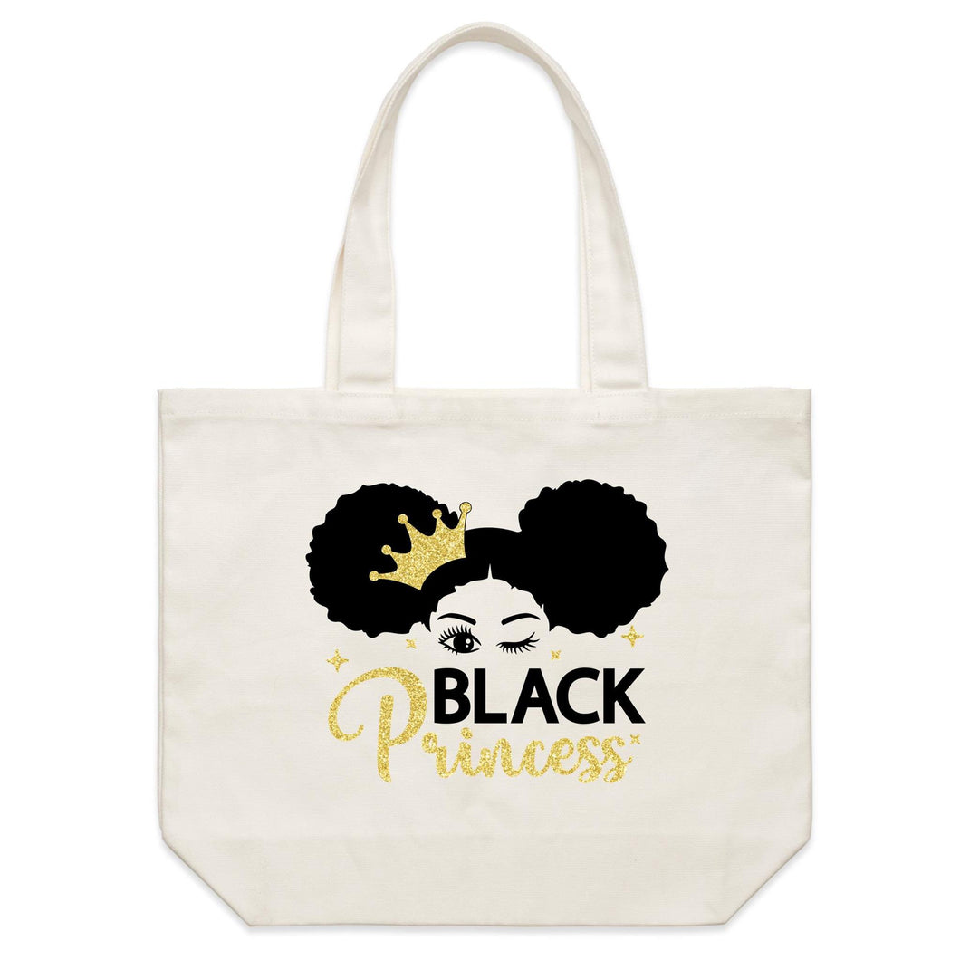 Black Princess Wink Shoulder Canvas Tote Bag
