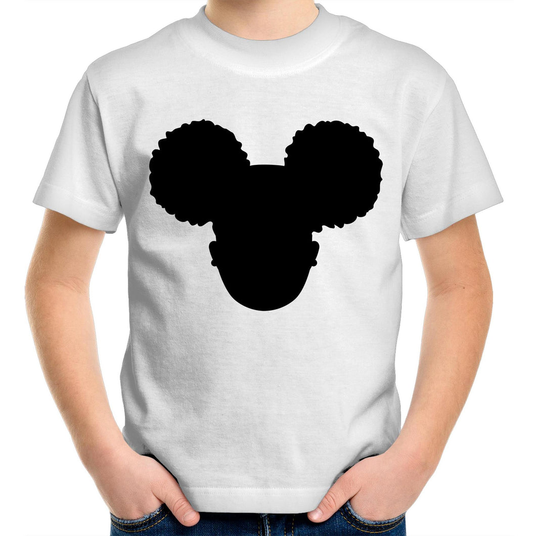 Aafro Puff silhouette KidsYouth Crew T-Shirt - WHITE