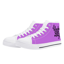 Load image into Gallery viewer, Women’s High Top Canvas Shoes Purple/Glitter Cap
