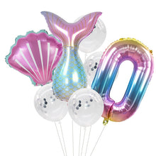 Load image into Gallery viewer, Little Mermaid Party Balloons 32inch Number Foil Balloon Kids Birthday Party Decoration Supplies Baby Shower Decor Helium Globos
