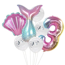 Load image into Gallery viewer, Little Mermaid Party Balloons 32inch Number Foil Balloon Kids Birthday Party Decoration Supplies Baby Shower Decor Helium Globos
