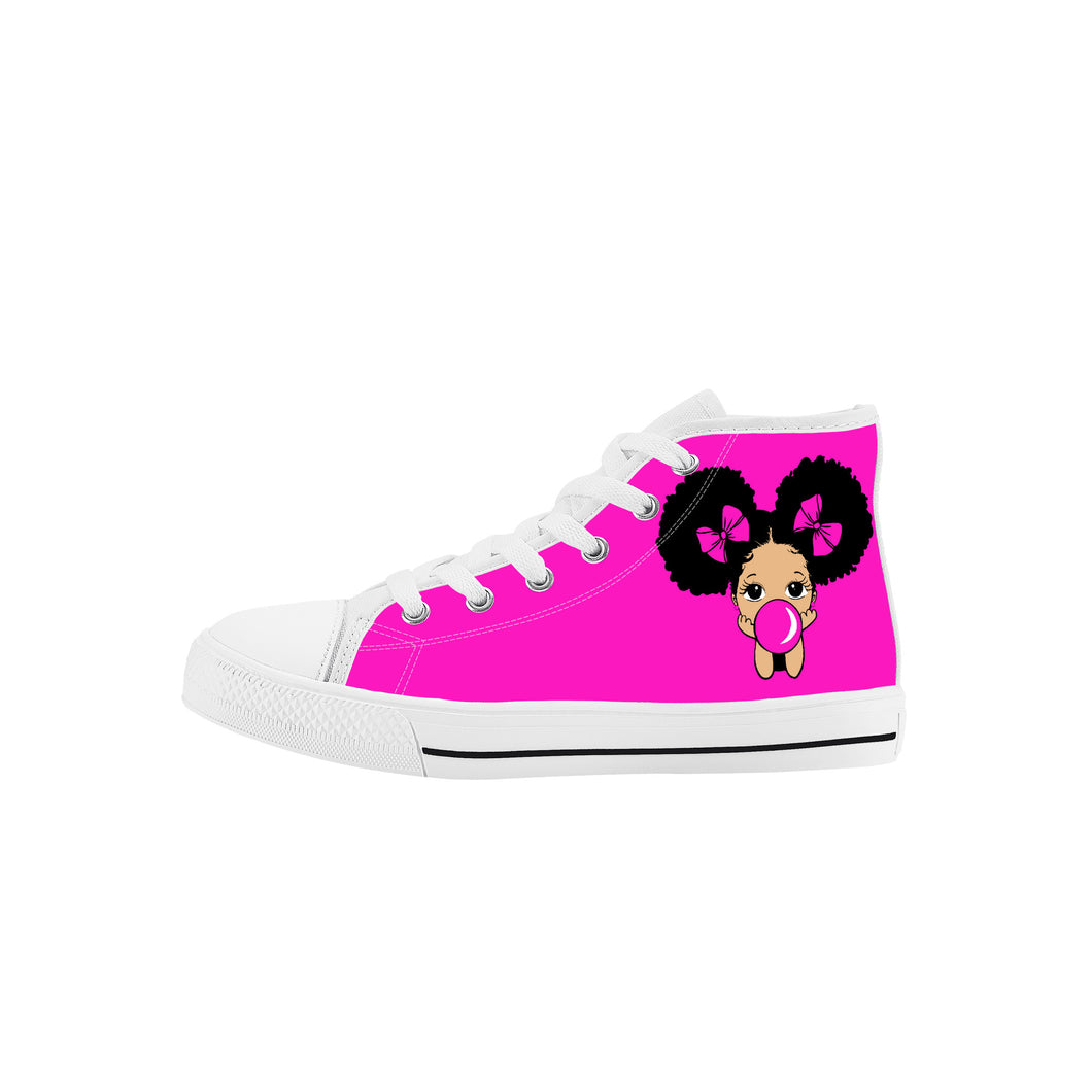 Melanin Poppin Bright Kids High Top Canvas Shoes