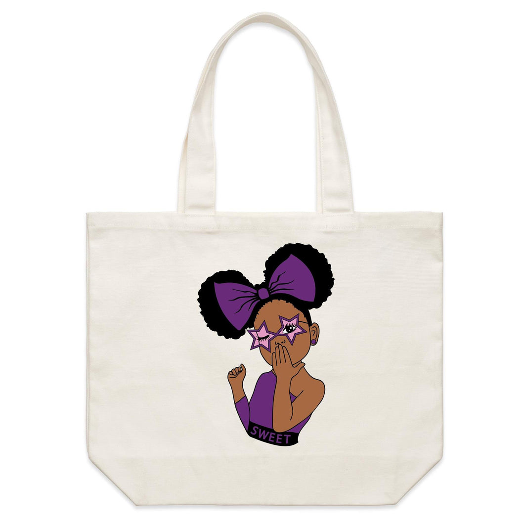 Aafro Girl Star Glasses Purple - Canvas Tote Bag
