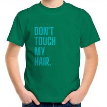 Load image into Gallery viewer, Don&#39;t Touch My Hair Blue Kids/Youth Crew T-Shirt
