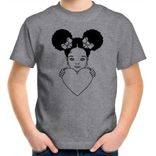 Load image into Gallery viewer, Aafro Girl Heart Kids/Youth Crew T-Shirt - COLOUR
