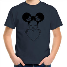 Load image into Gallery viewer, Aafro Girl Heart Kids/Youth Crew T-Shirt - COLOUR
