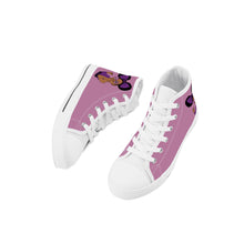 Load image into Gallery viewer, Aafro Girl Star Glasses Purple Kids High Top Canvas Shoes
