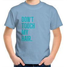 Load image into Gallery viewer, Don&#39;t Touch My Hair Blue Kids/Youth Crew T-Shirt
