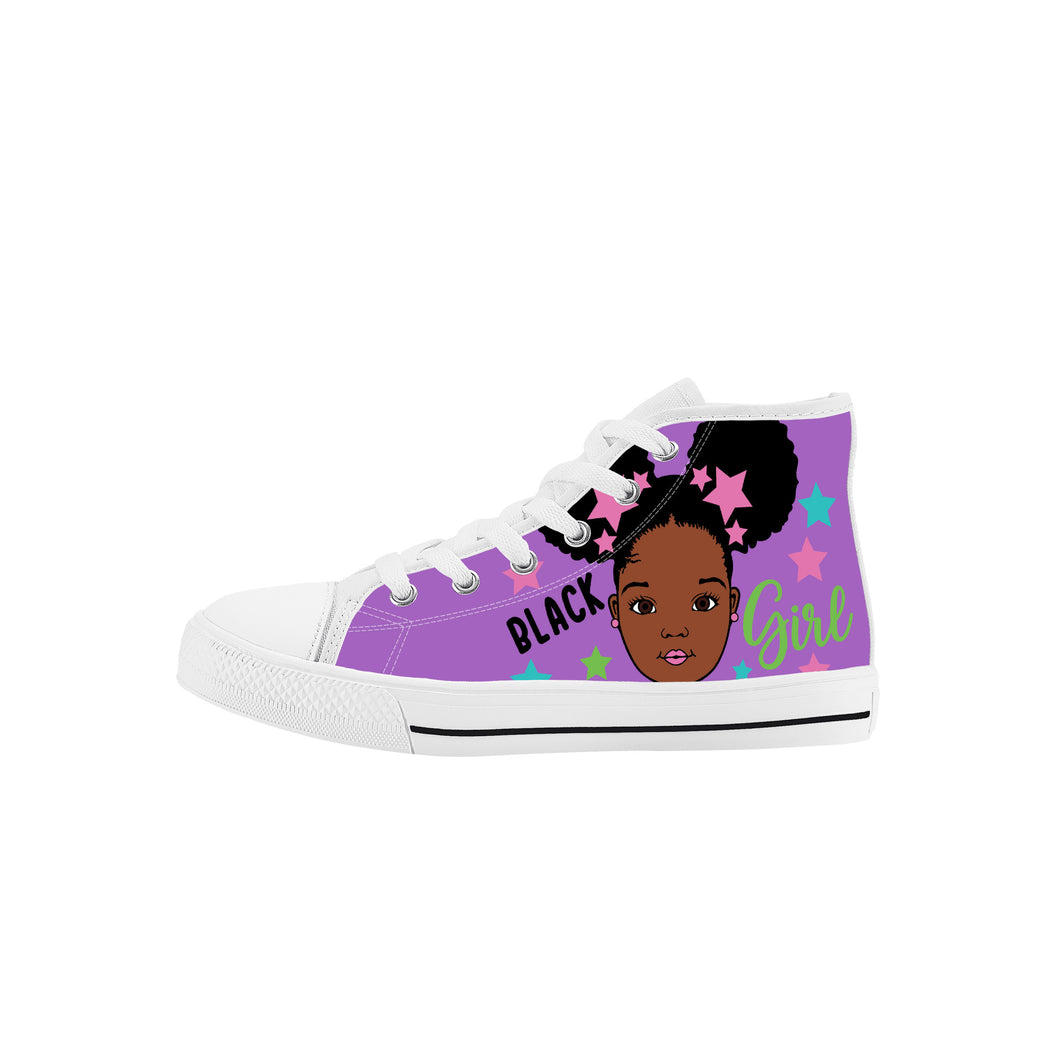 Black Girl Magic Colour Kids High Top Canvas Shoes